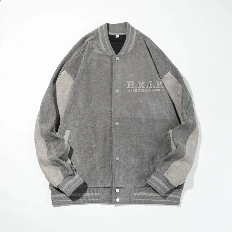 Premium Quality Micro-elastic Faux Suede Varsity Jacket for Men