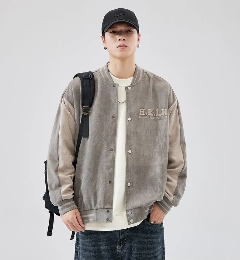 Premium Quality Micro-elastic Faux Suede Varsity Jacket for Men