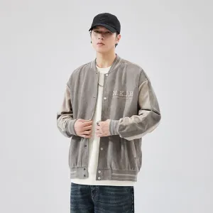 Premium Quality Micro-elastic Faux Suede Varsity Jacket for Men
