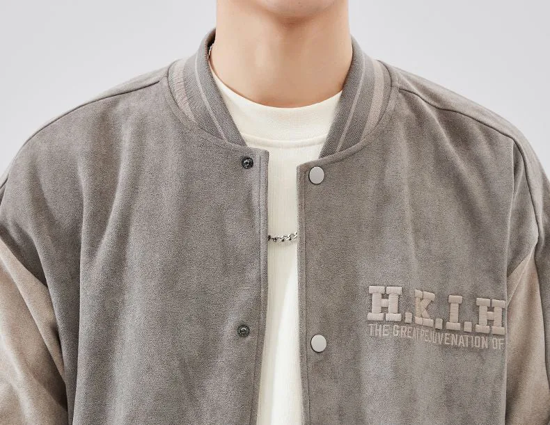 Premium Quality Micro-elastic Faux Suede Varsity Jacket for Men