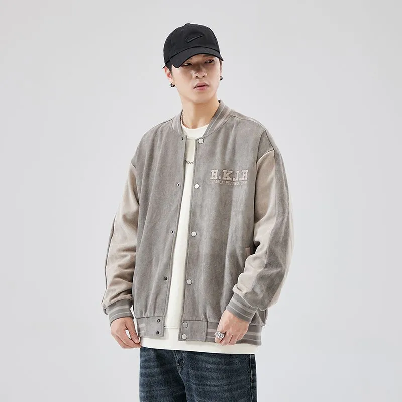 Premium Quality Micro-elastic Faux Suede Varsity Jacket for Men