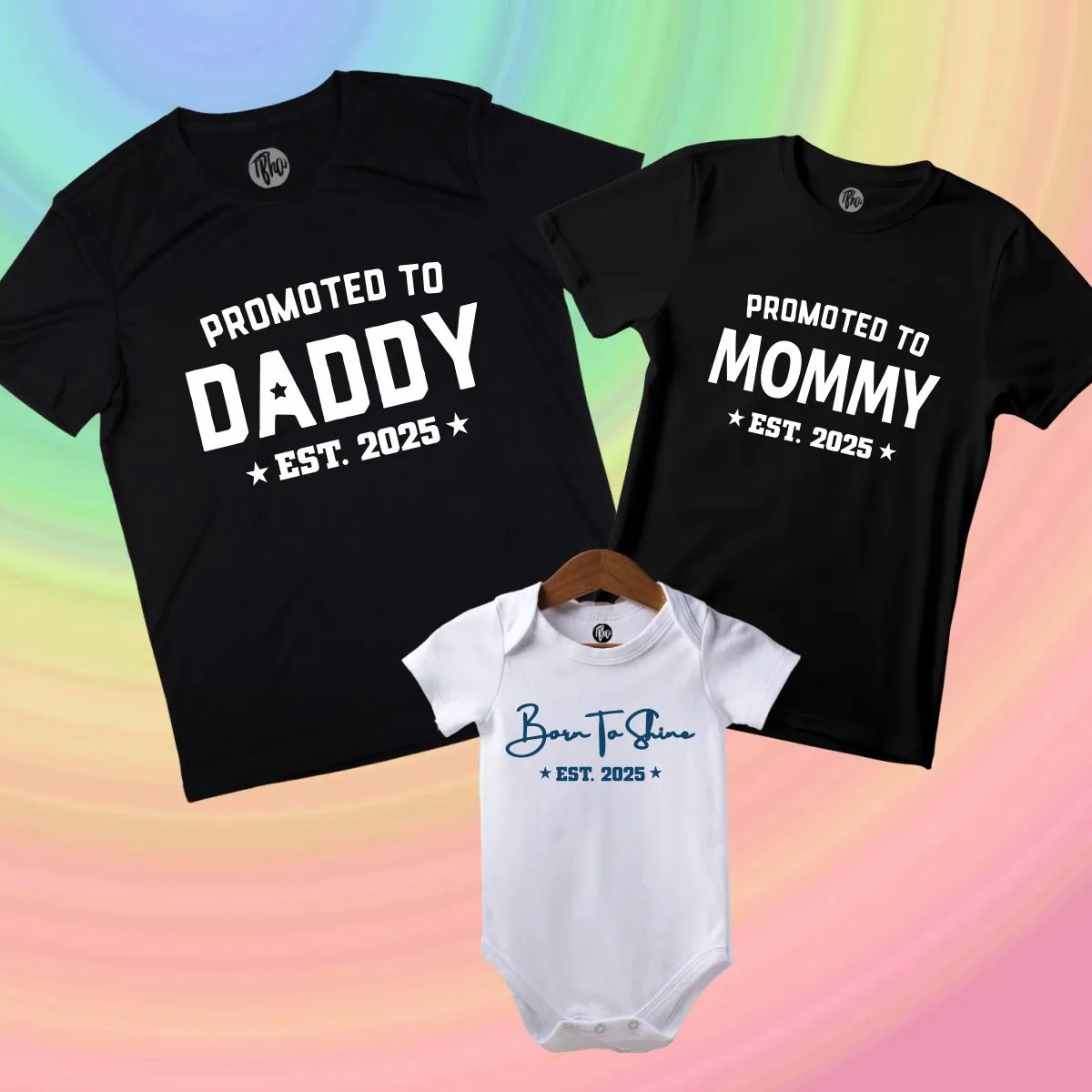 Promoted to Daddy, Mommy and Born to Shine Pregnancy T-Shirts