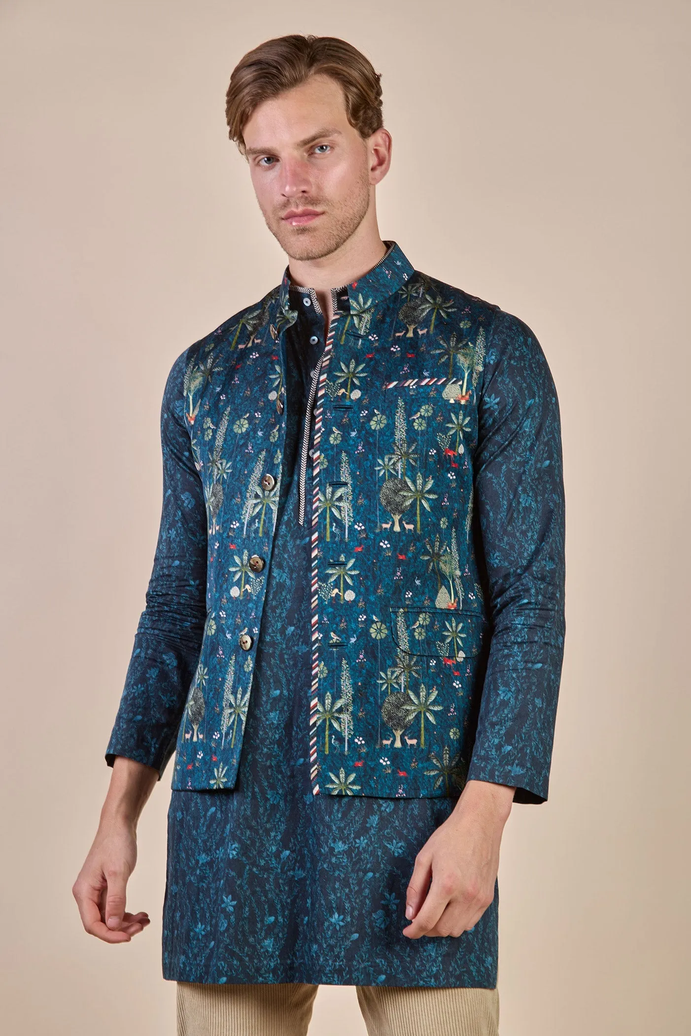 Prussian Blue Nehru Jacket