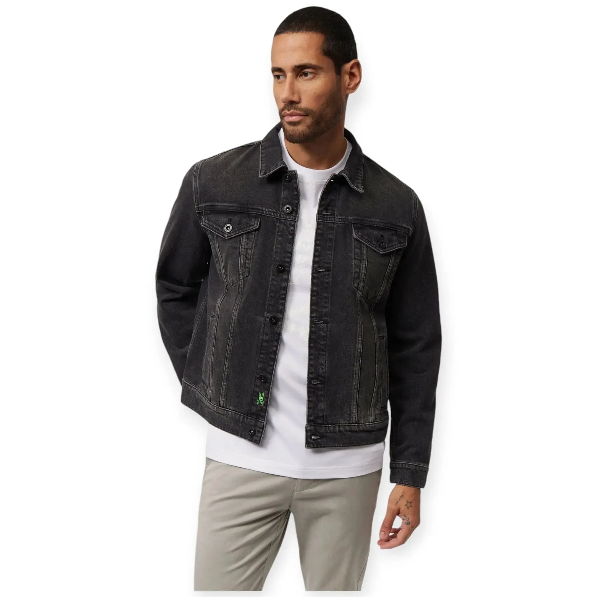 Psycho Bunny Men pathe denim jacket (Black)