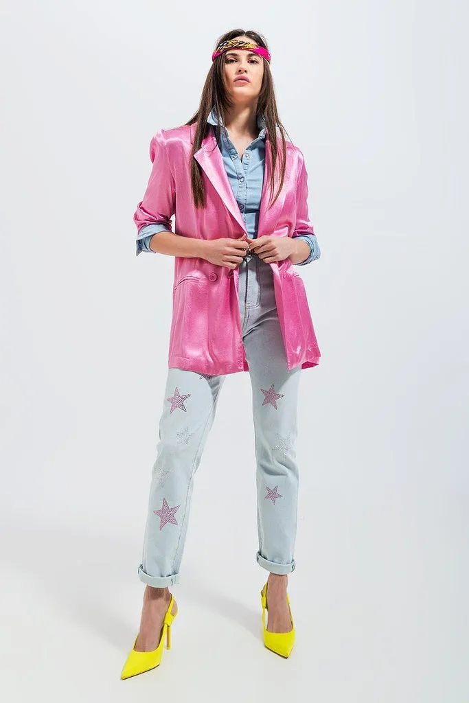 Q2 - Original Satin Blazer in Pink
