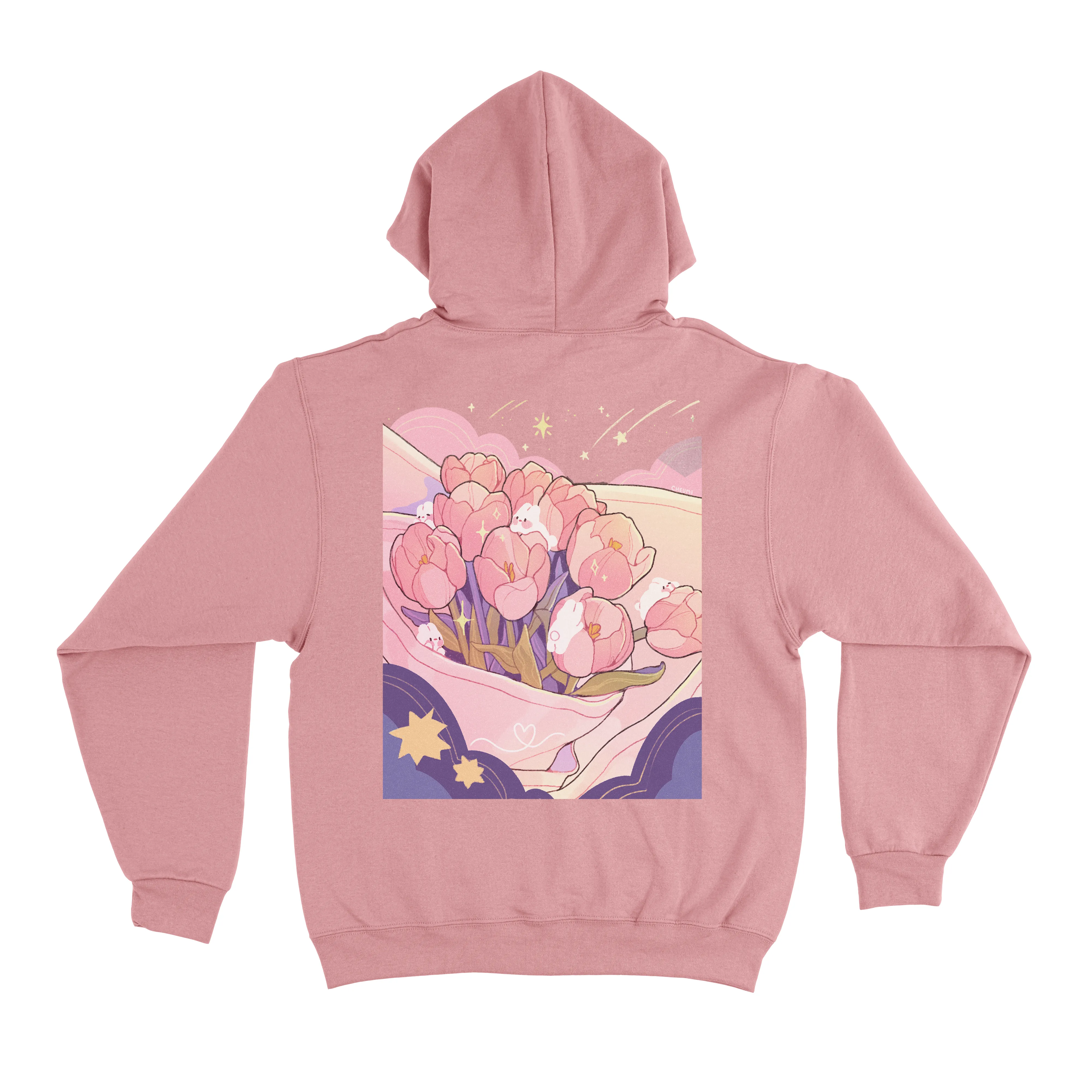 "Bunny Dream" Fleece Hoodie Light Pink