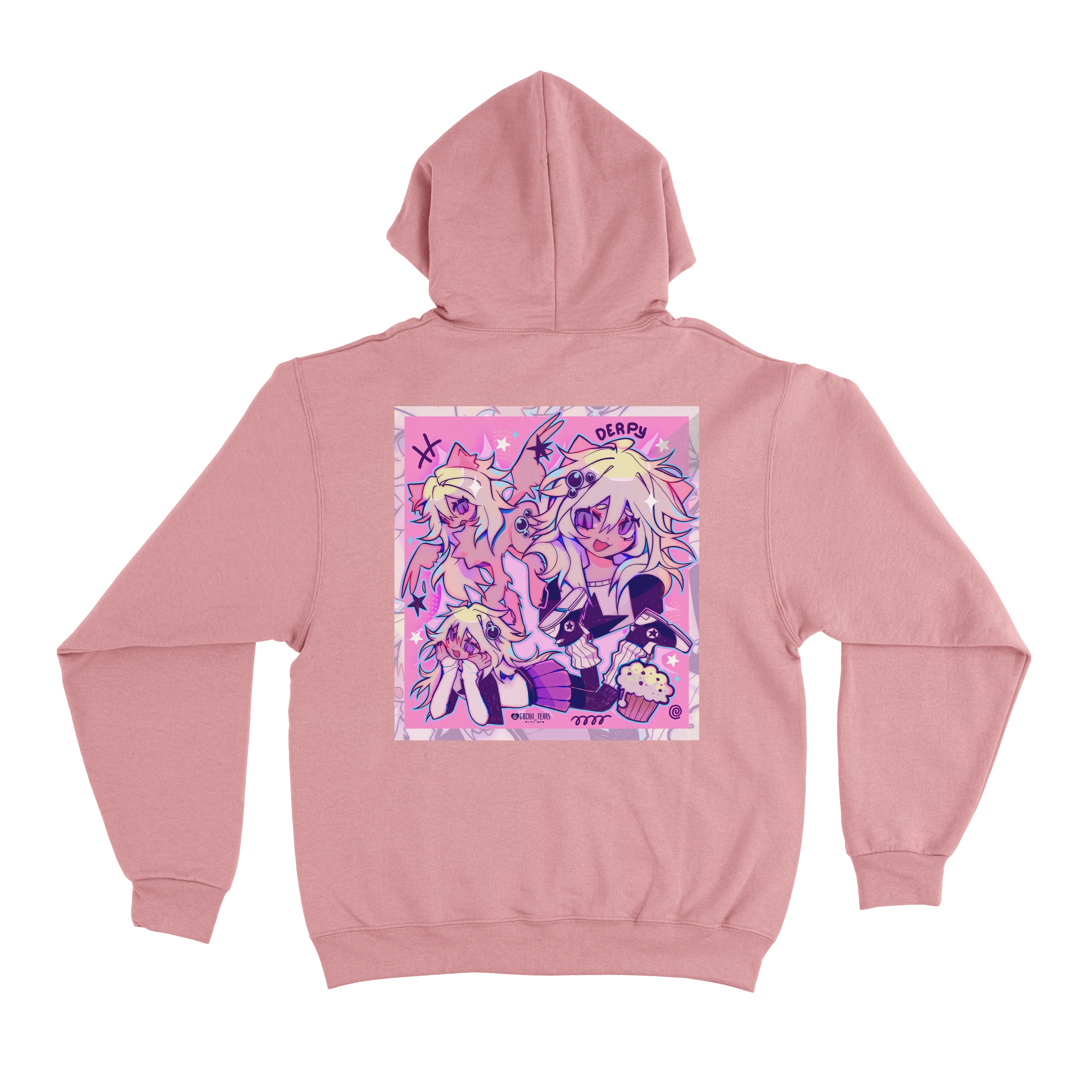 "Derpy" Fleece Hoodie Light Pink