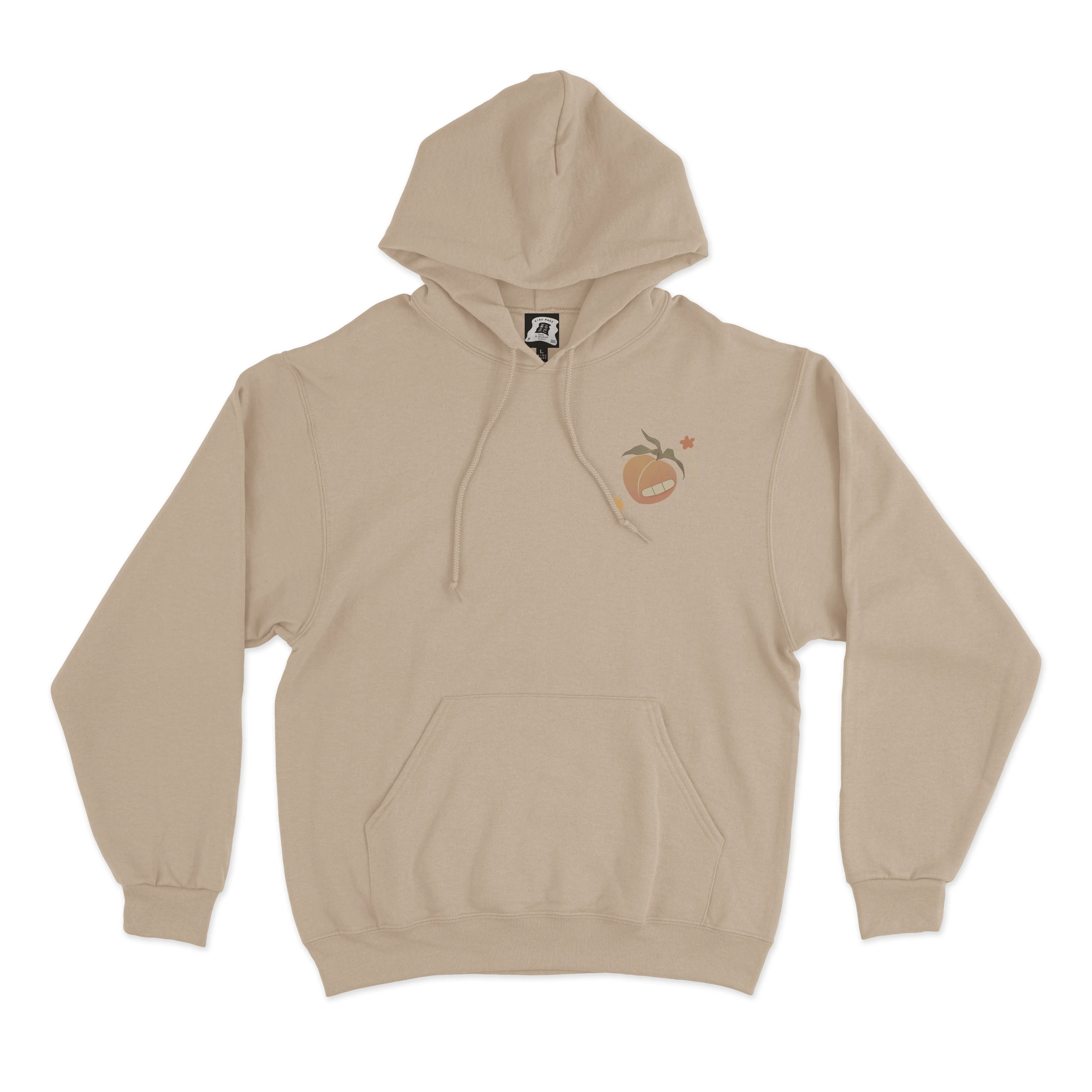 "Floral Peach" Fleece Hoodie Beige/Light Pink