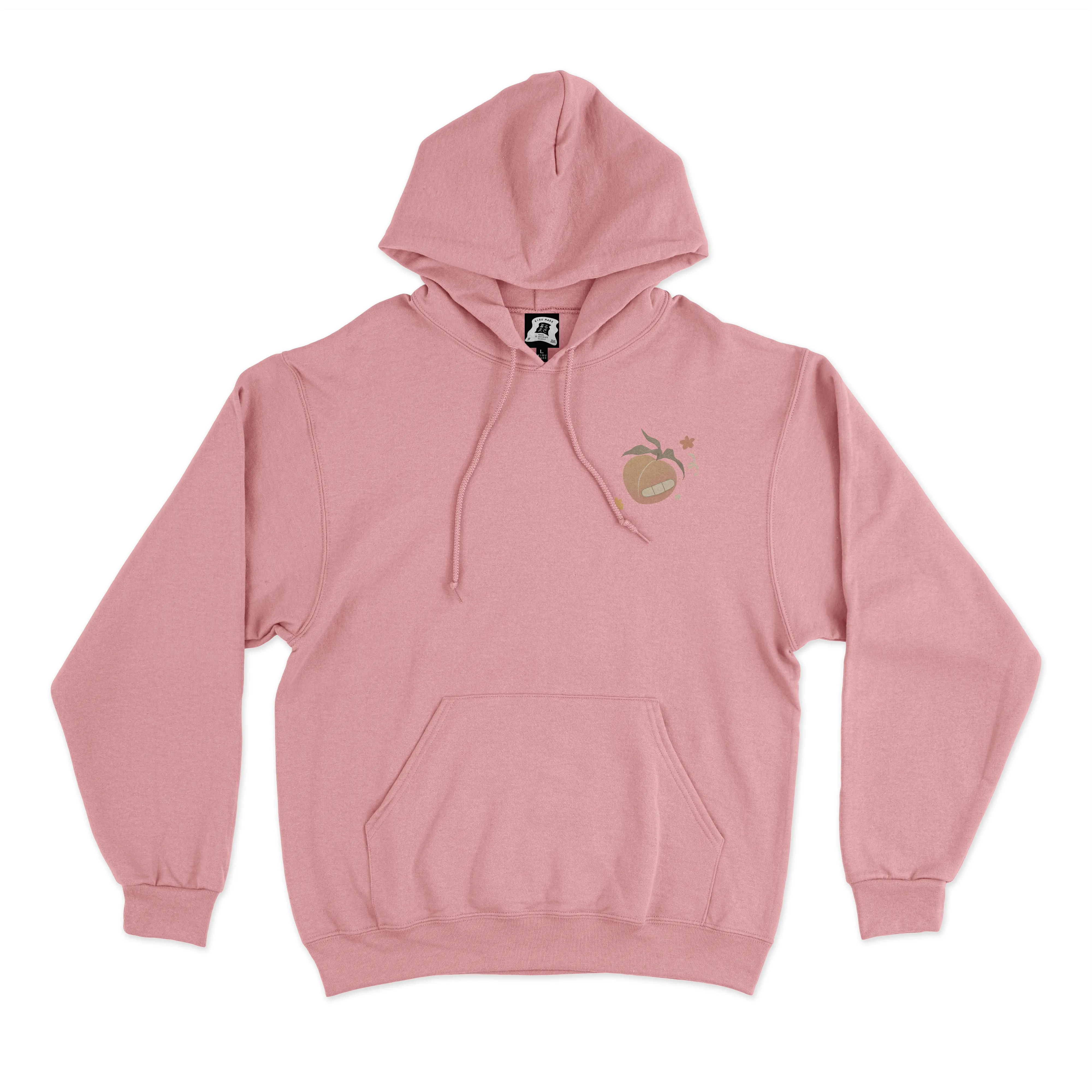 "Floral Peach" Fleece Hoodie Beige/Light Pink