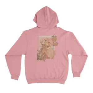 "Floral Peach" Fleece Hoodie Beige/Light Pink