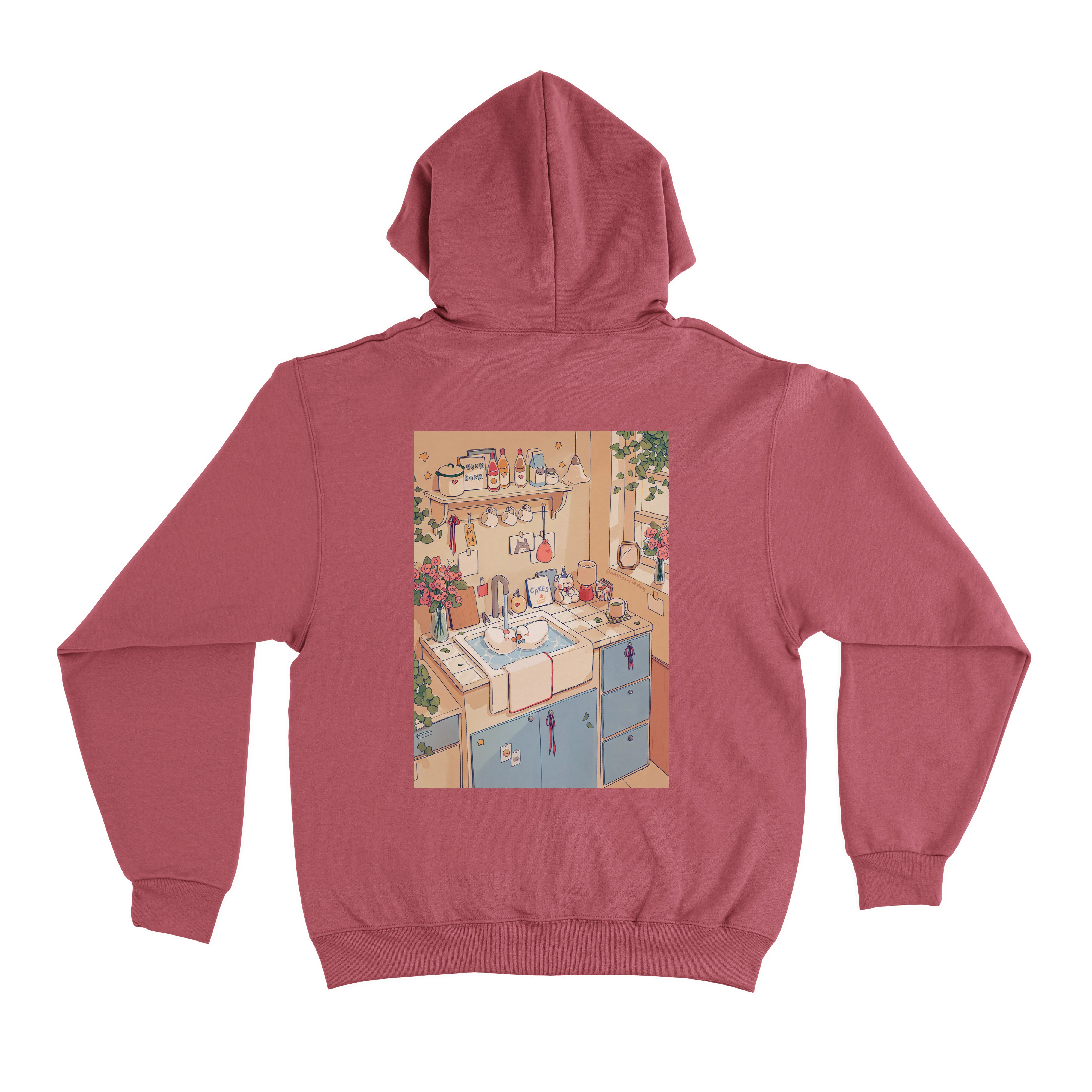 "Love Birds" Basic Hoodie White/Deep Pink/ Khaki / Light Pink