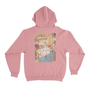 "Love Birds" Basic Hoodie White/Deep Pink/ Khaki / Light Pink