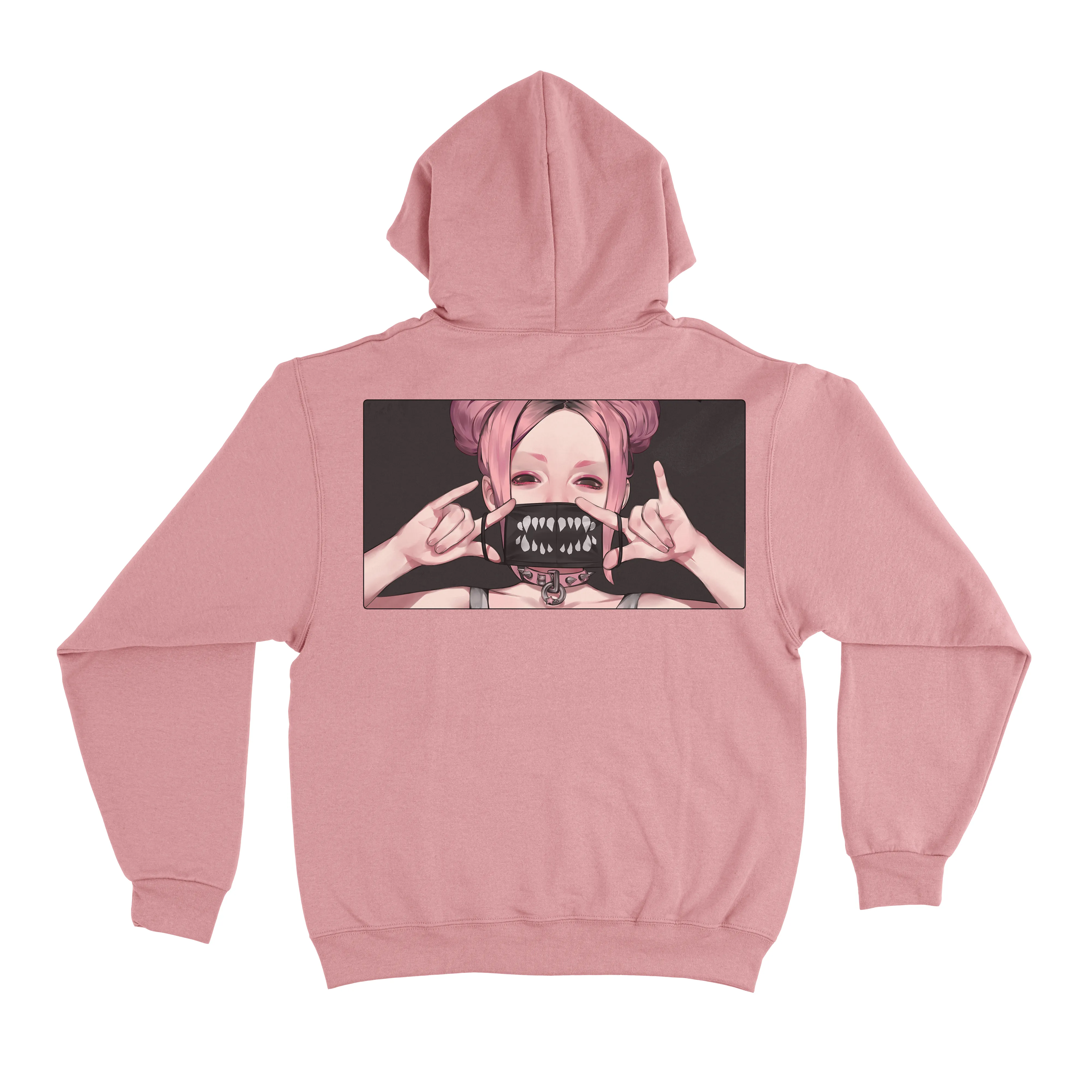 "Mask" Fleece Hoodie Light Pink