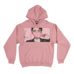 "Mask" Fleece Hoodie Light Pink