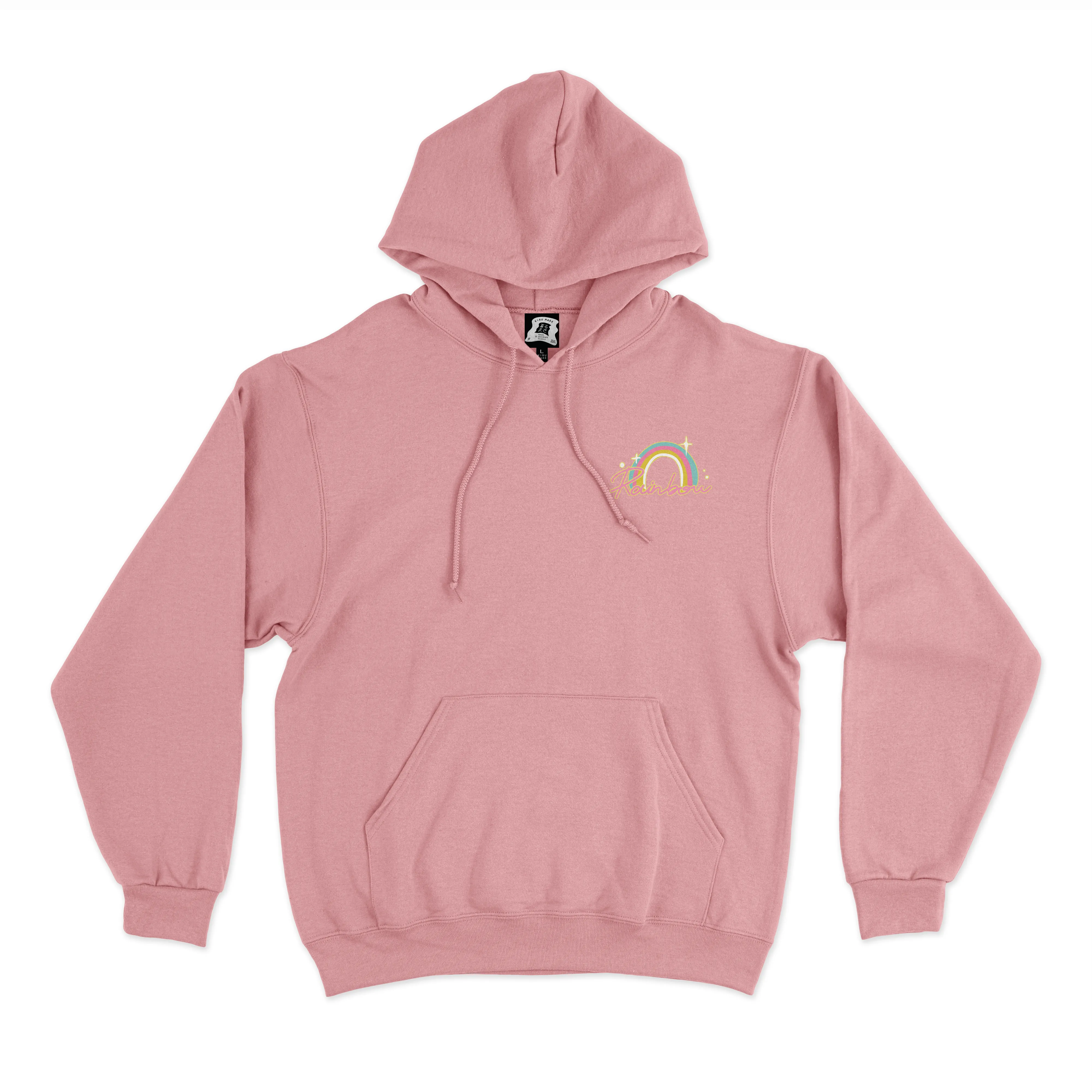 "Rainbow" Basic Hoodie White/Light Pink