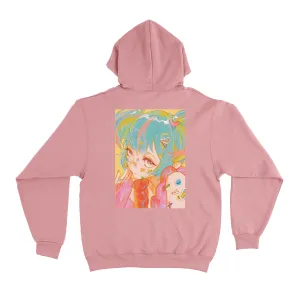 "Rainbow" Basic Hoodie White/Light Pink