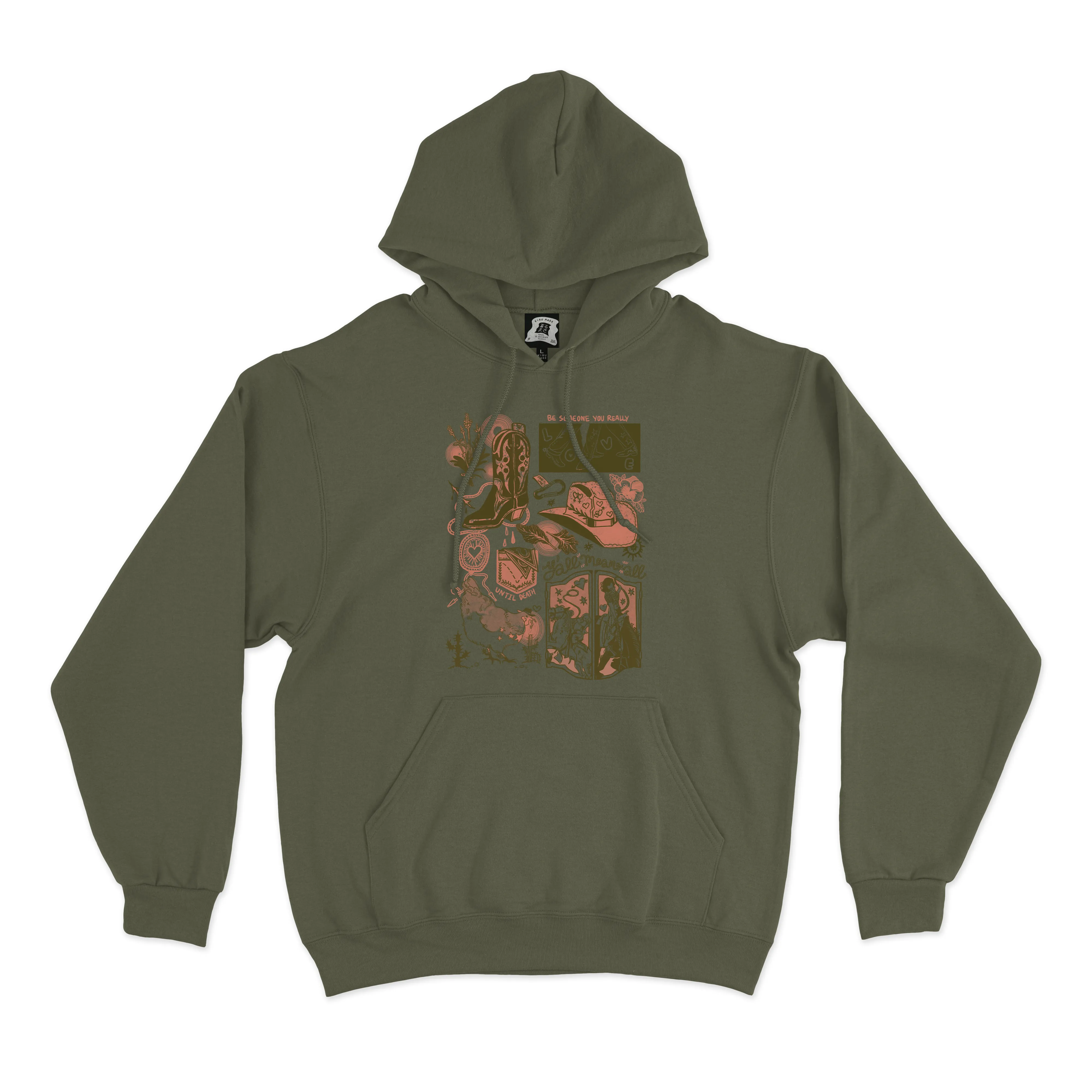 "Someone you really love " Basic Hoodie Beige/Green/Light Pink