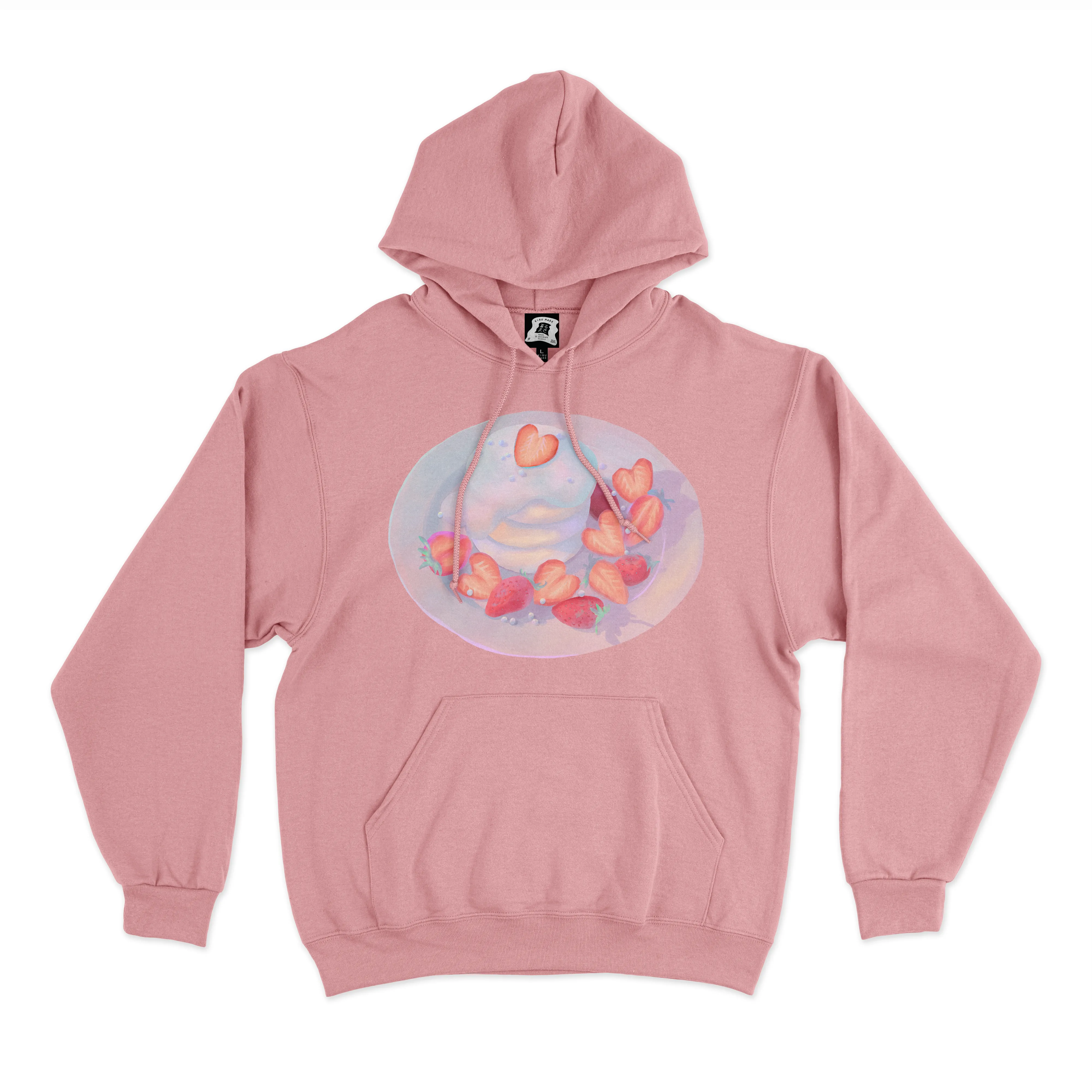 "Strawberry Pancake" Fleece Hoodie Light Pink