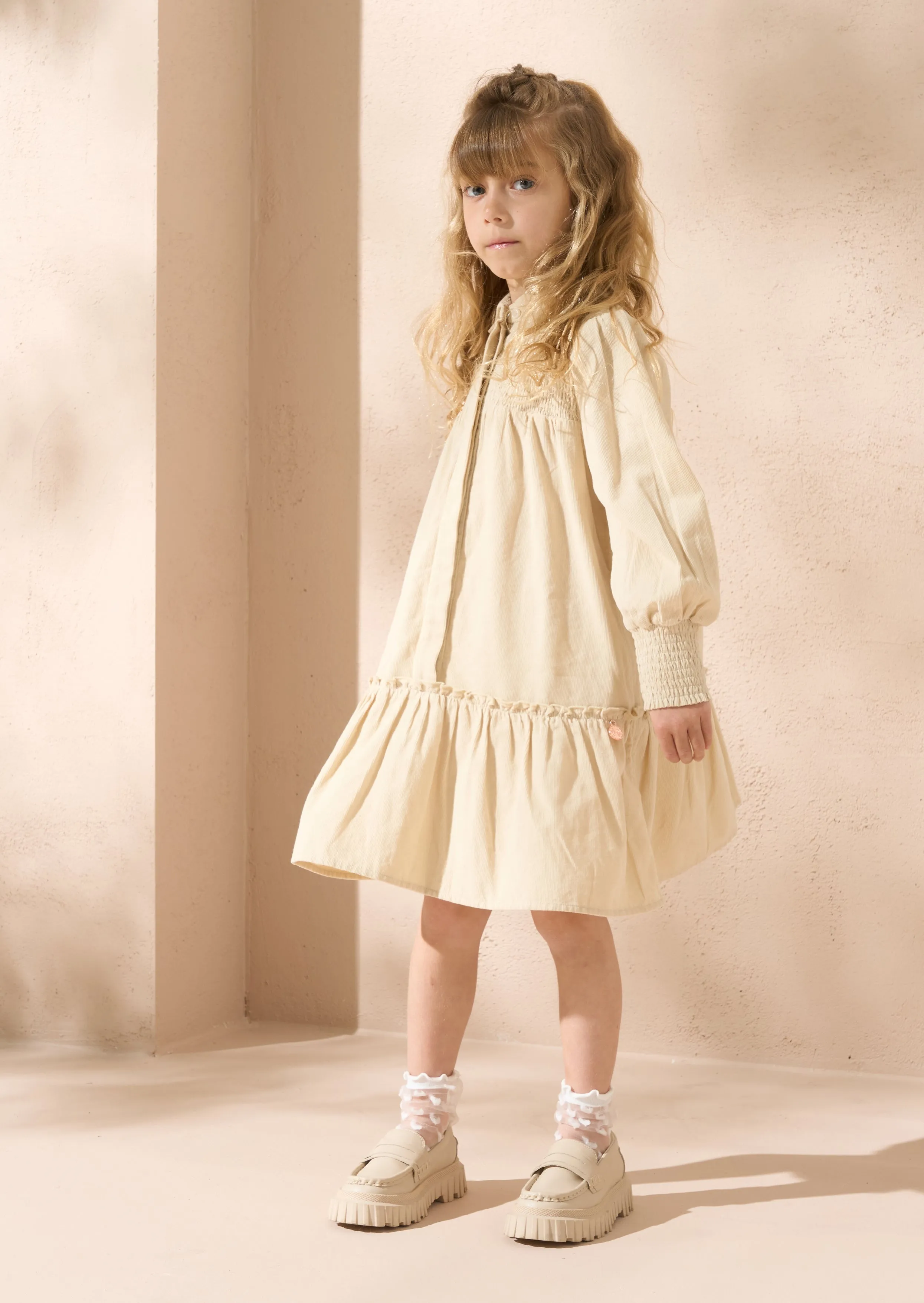 Rafferty Cream Cord Star Collar Dress
