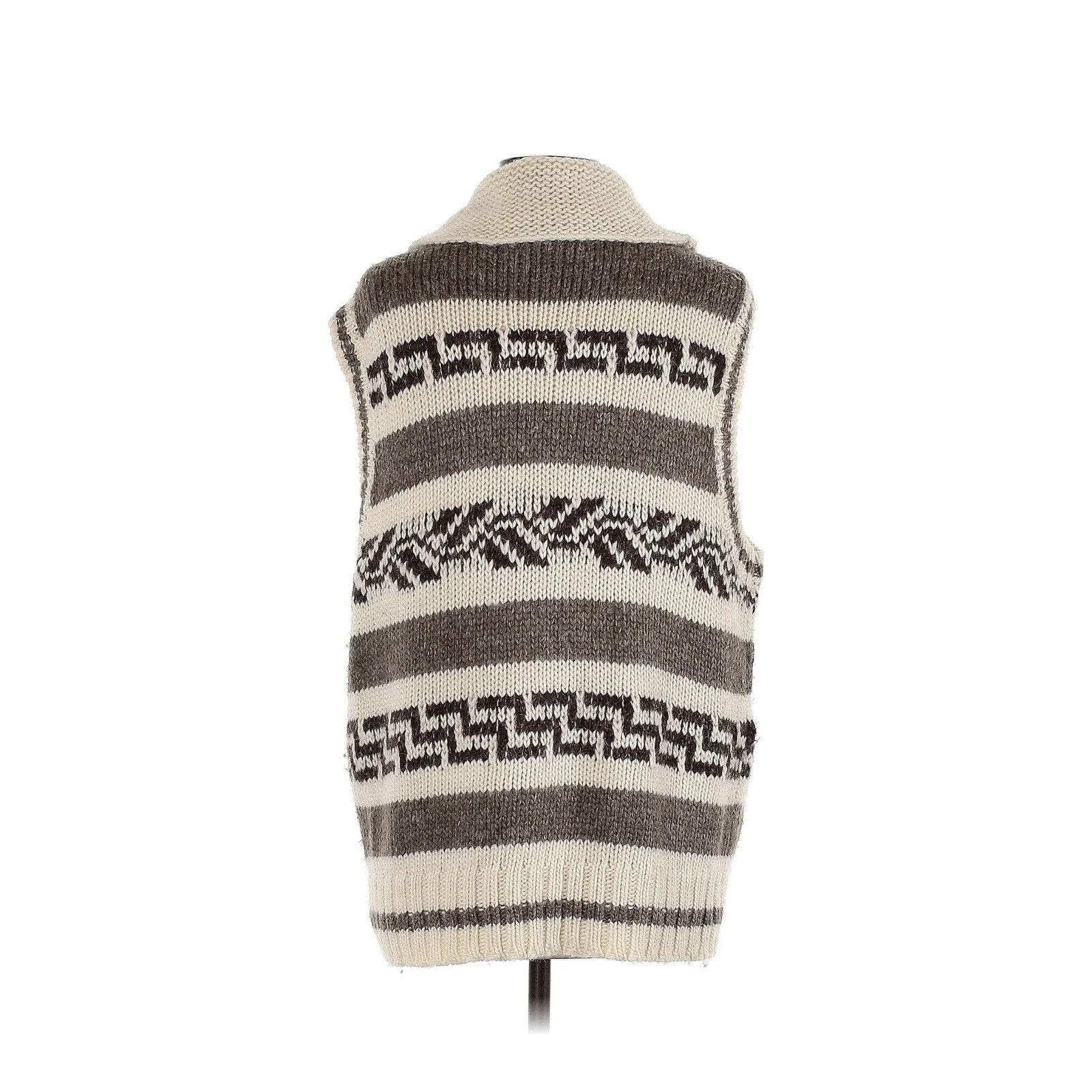 Ralph Lauren Denim & Supply Women's Knit Wool Dude Sweater Vest - Tan Aztec, Size Large