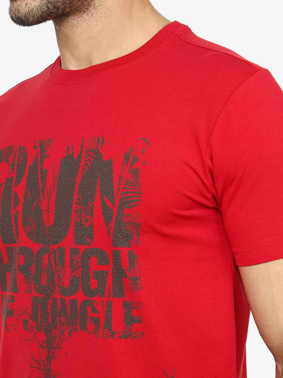 Red Printed Slim Fit T-Shirt | JadeBlue