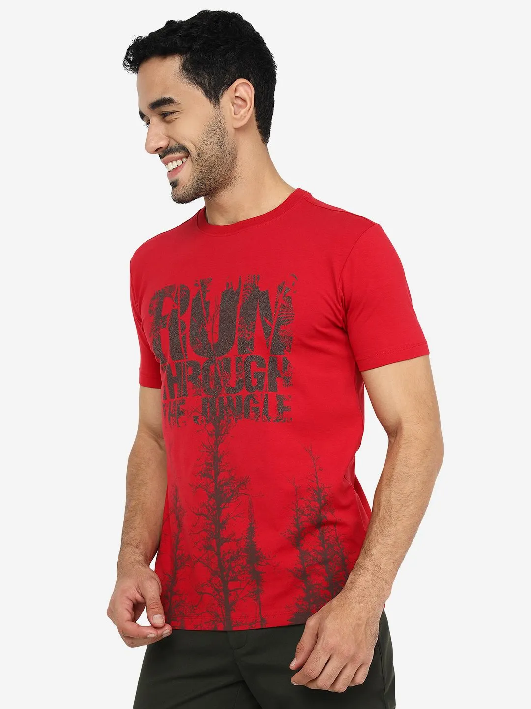 Red Printed Slim Fit T-Shirt | JadeBlue
