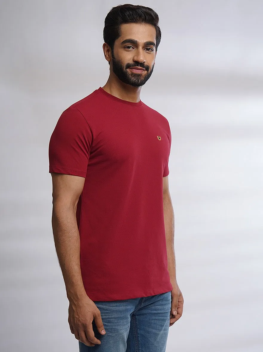 Red Solid Slim Fit T-Shirt | JadeBlue