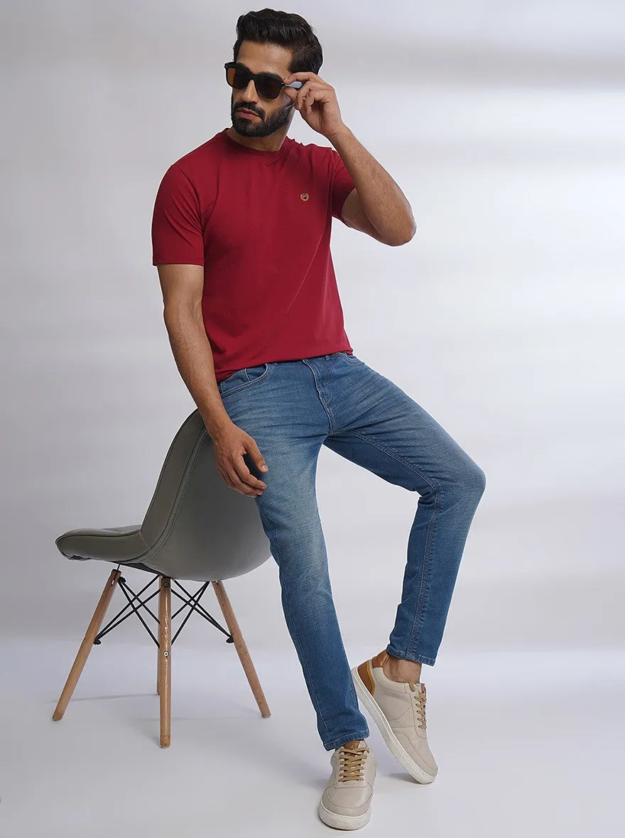 Red Solid Slim Fit T-Shirt | JadeBlue