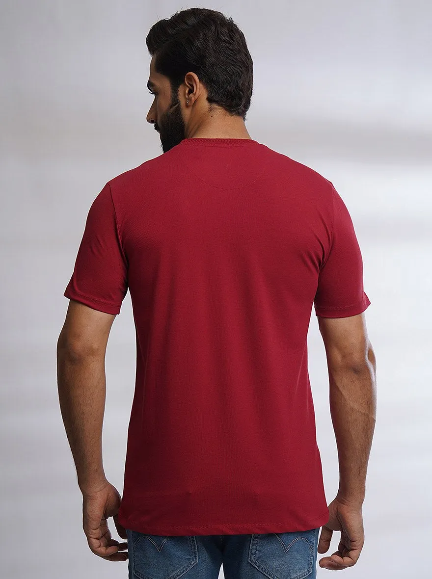Red Solid Slim Fit T-Shirt | JadeBlue