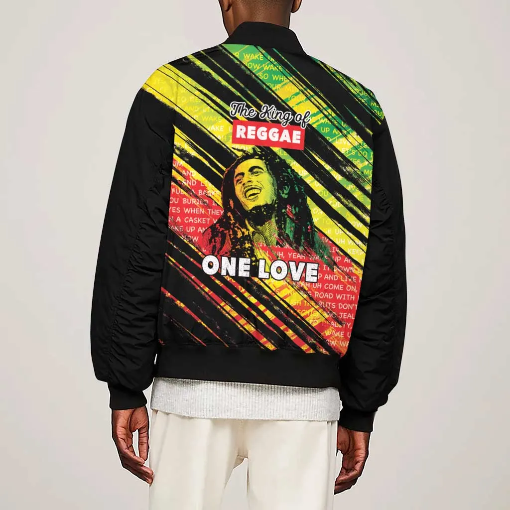 Reggae Legend Sleeve Zip Bomber Jacket Love The Life You Live Live The Life You Love LT05