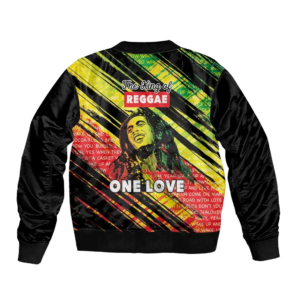 Reggae Legend Sleeve Zip Bomber Jacket Love The Life You Live Live The Life You Love LT05