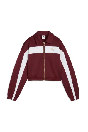 Relaxed Cropped Track Jacket Ruby Shimmer