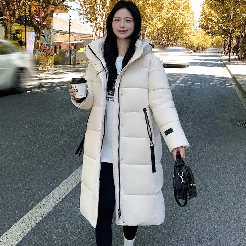 Relaxed-fit Calf-length Quilted Puffer Coat for Women