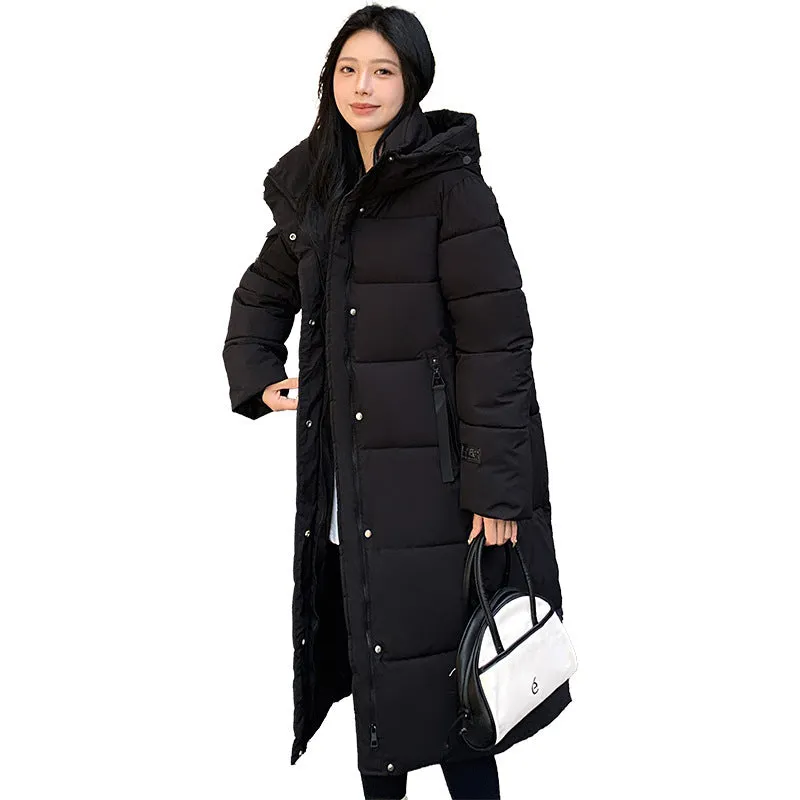 Relaxed-fit Calf-length Quilted Puffer Coat for Women