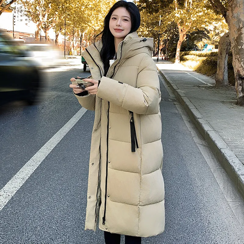 Relaxed-fit Calf-length Quilted Puffer Coat for Women