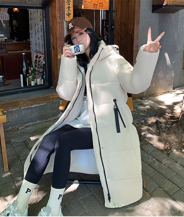 Relaxed-fit Calf-length Quilted Puffer Coat for Women