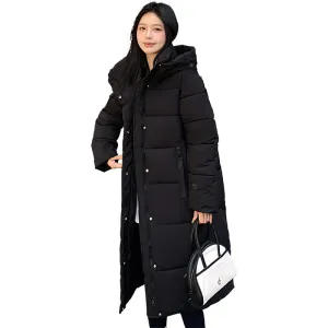 Relaxed-fit Calf-length Quilted Puffer Coat for Women