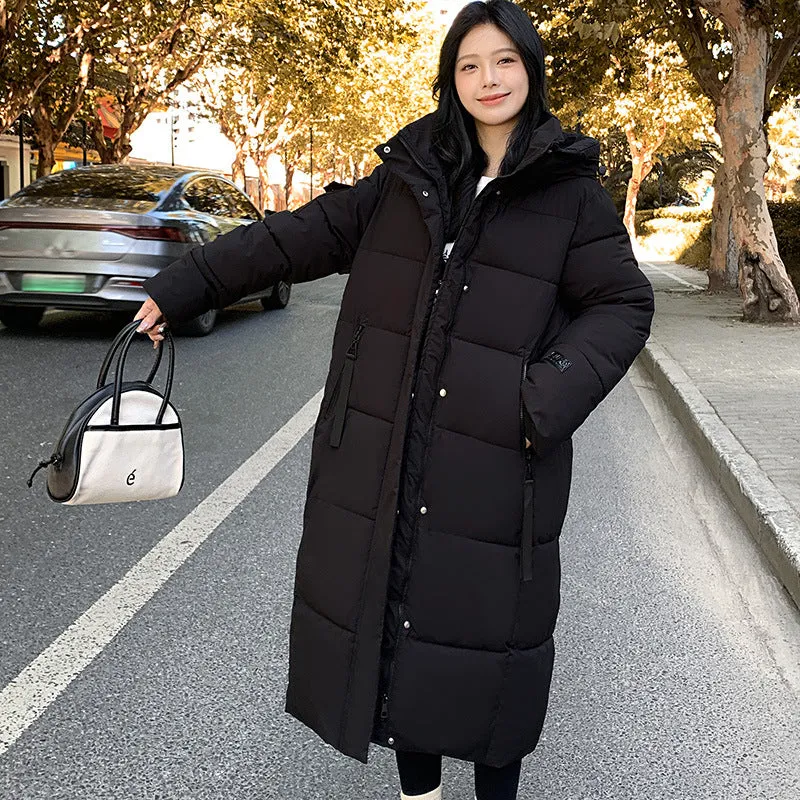 Relaxed-fit Calf-length Quilted Puffer Coat for Women