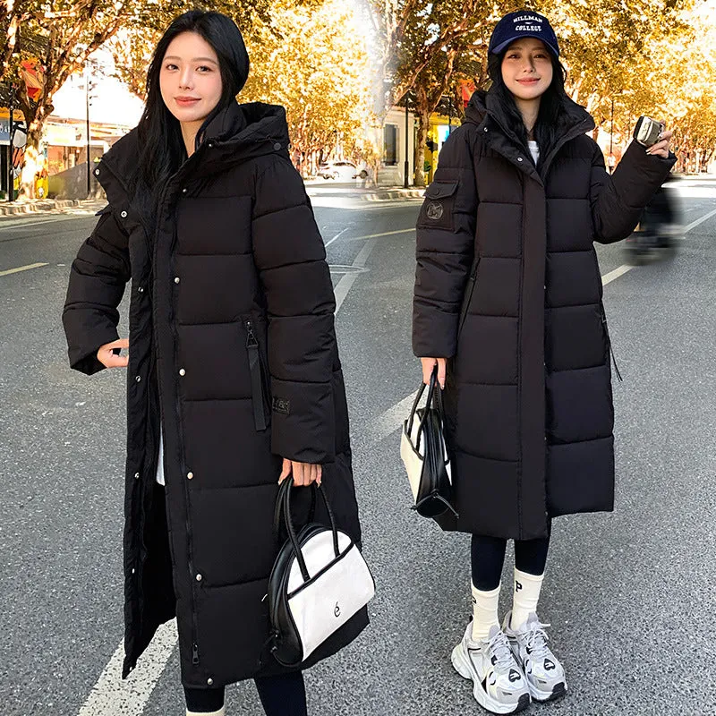 Relaxed-fit Calf-length Quilted Puffer Coat for Women