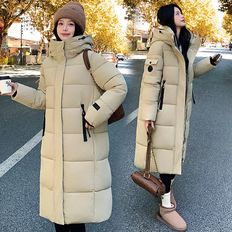 Relaxed-fit Calf-length Quilted Puffer Coat for Women