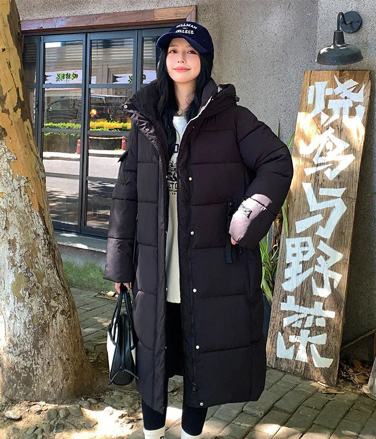 Relaxed-fit Calf-length Quilted Puffer Coat for Women