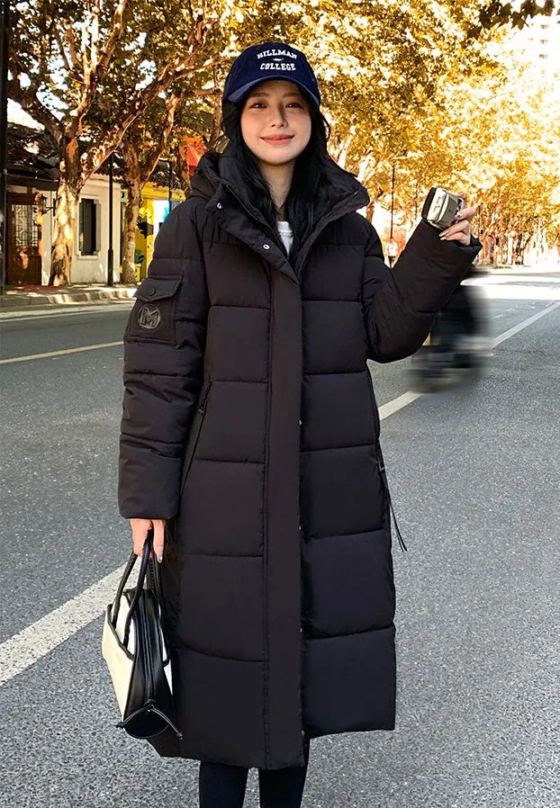 Relaxed-fit Calf-length Quilted Puffer Coat for Women