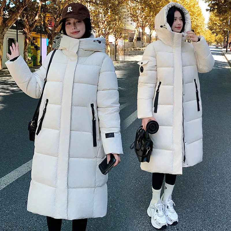 Relaxed-fit Calf-length Quilted Puffer Coat for Women