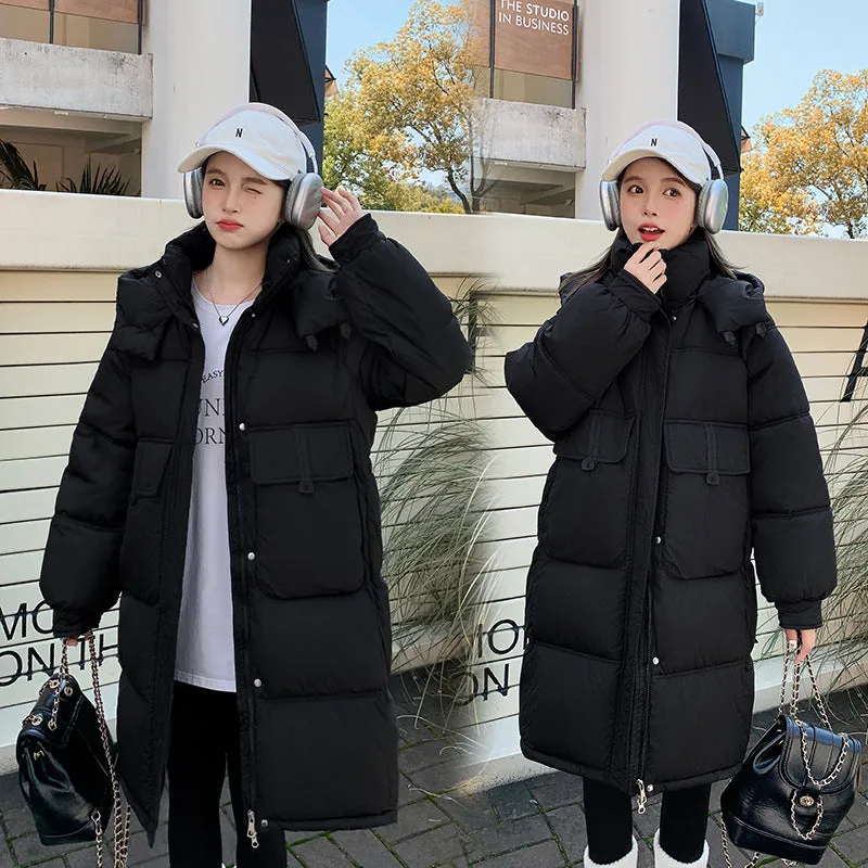 Relaxed-fit Knee-length Puffer Coat with Bellows Pocket