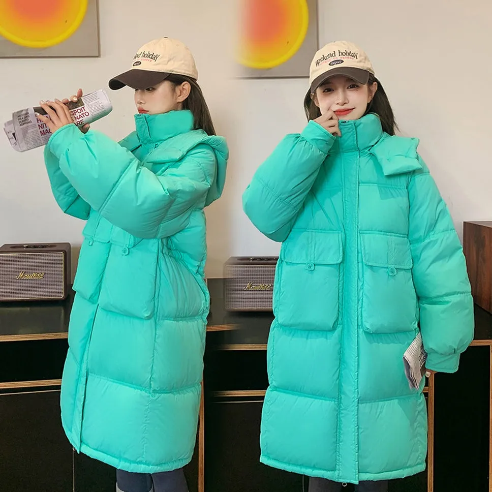 Relaxed-fit Knee-length Puffer Coat with Bellows Pocket