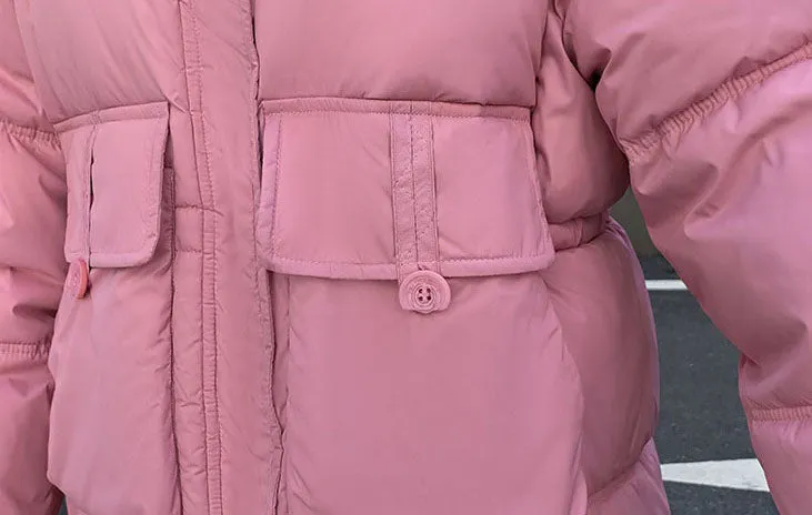 Relaxed-fit Knee-length Puffer Coat with Bellows Pocket