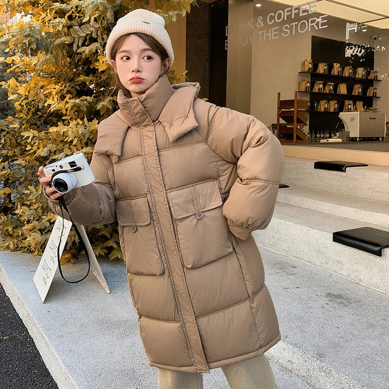Relaxed-fit Knee-length Puffer Coat with Bellows Pocket