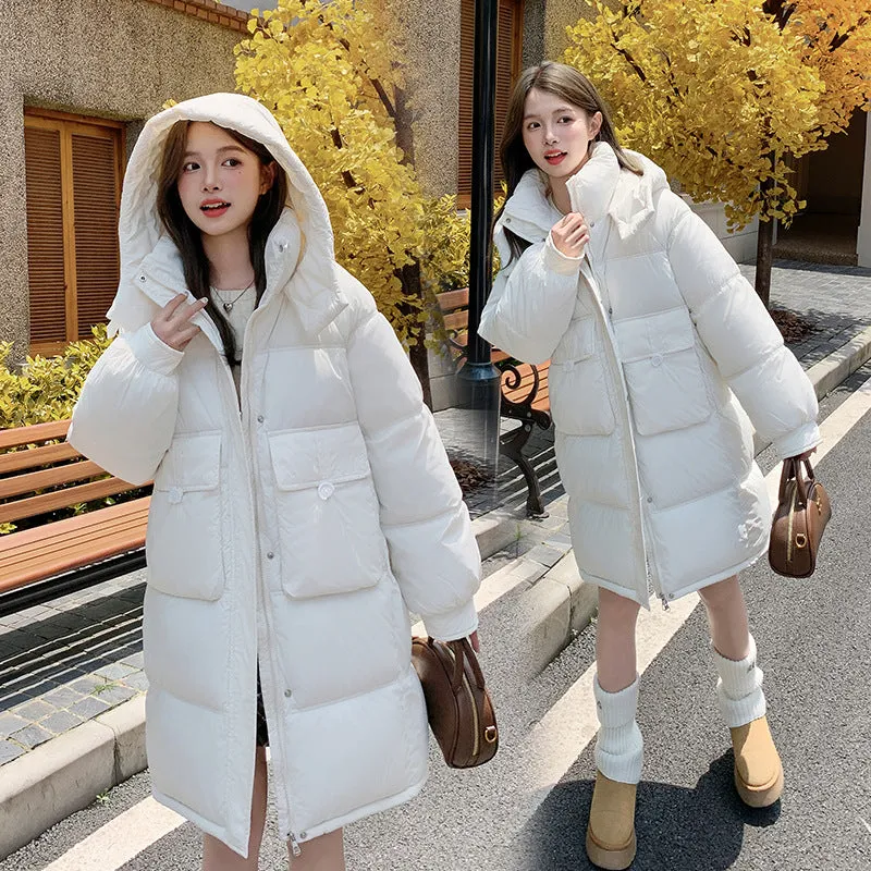 Relaxed-fit Knee-length Puffer Coat with Bellows Pocket