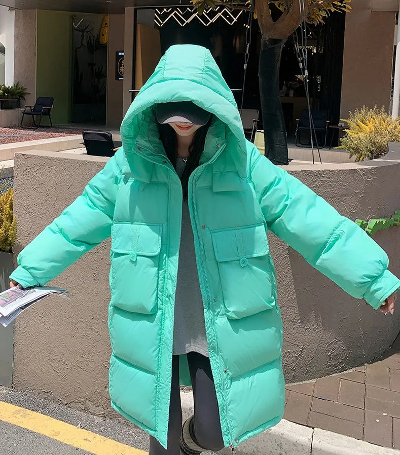 Relaxed-fit Knee-length Puffer Coat with Bellows Pocket