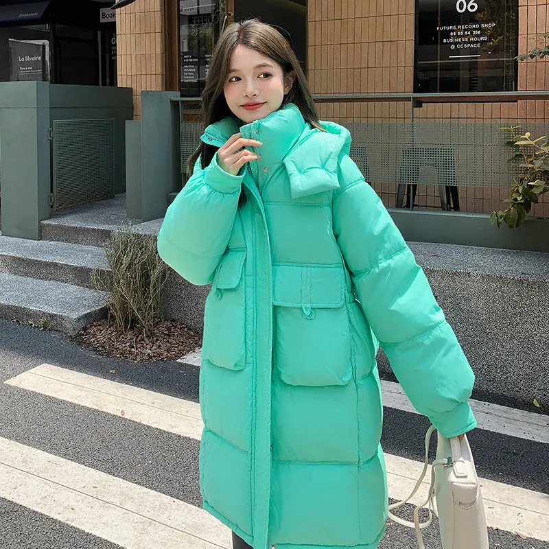 Relaxed-fit Knee-length Puffer Coat with Bellows Pocket